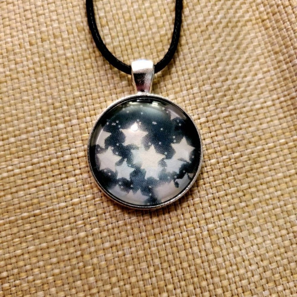 Stars in the Night Cabochon Pendant - Handmade